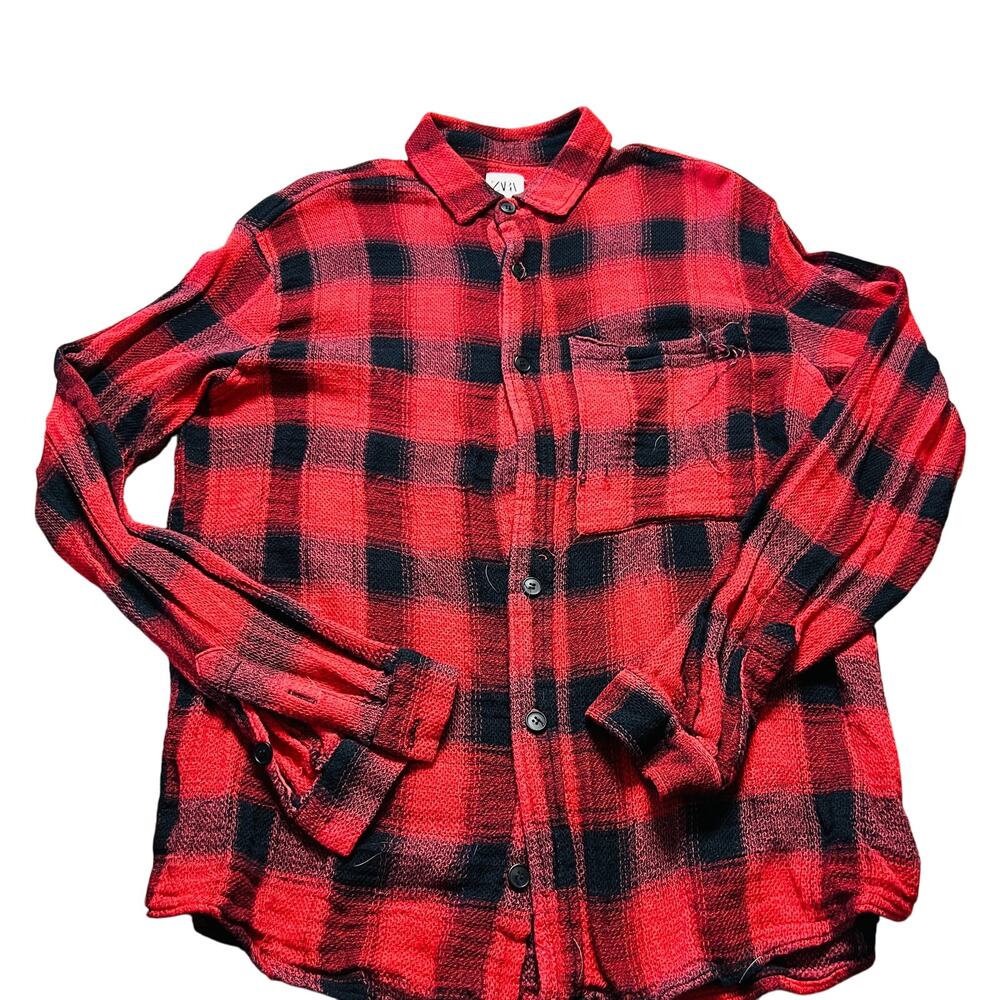 Zara Knitted Red and Black Flannel Medium Thin Outdoor Longsleeve